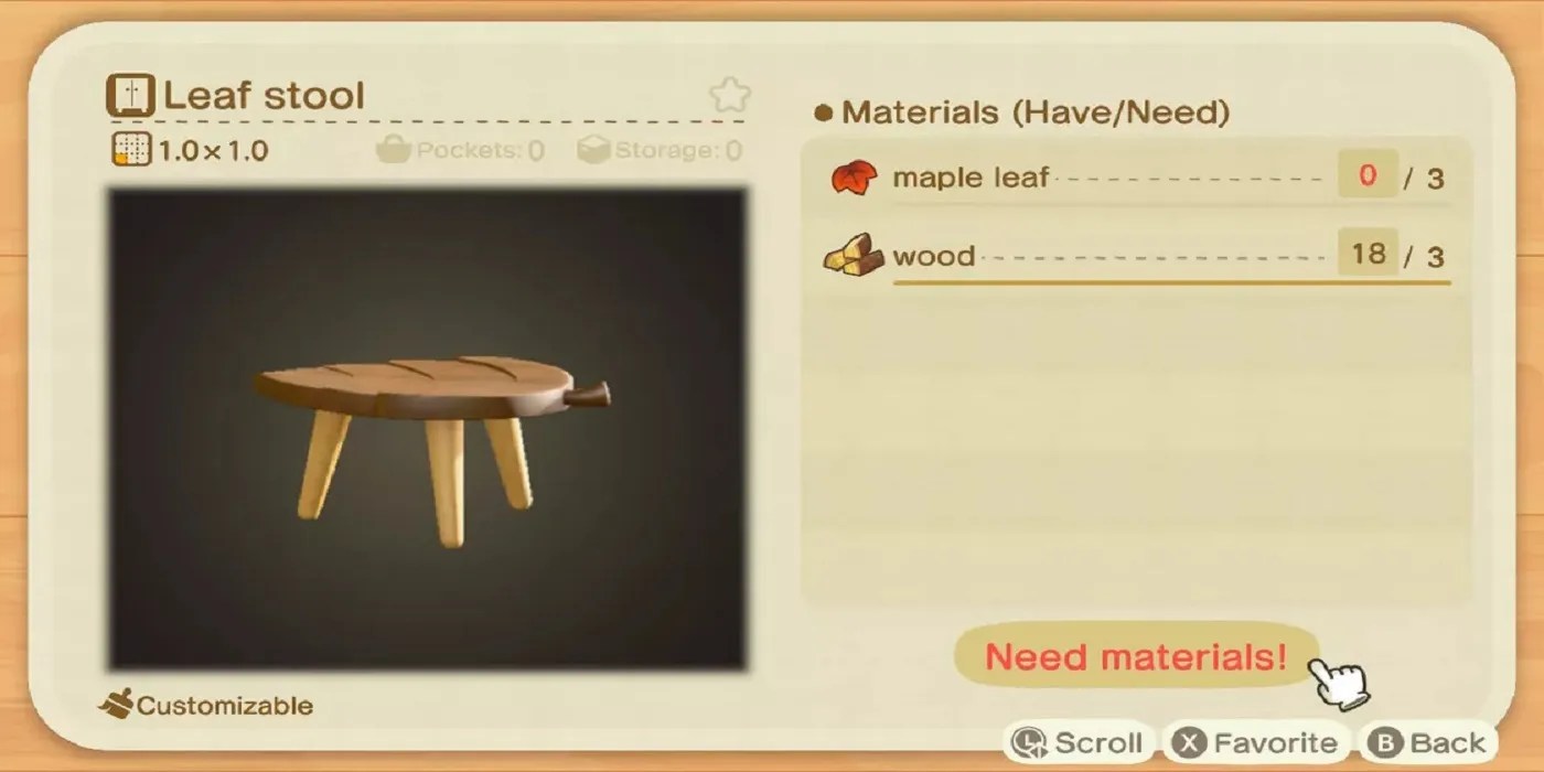 Animal Crossing New Horizons All Maple Leaf D.I.Y. Recipes