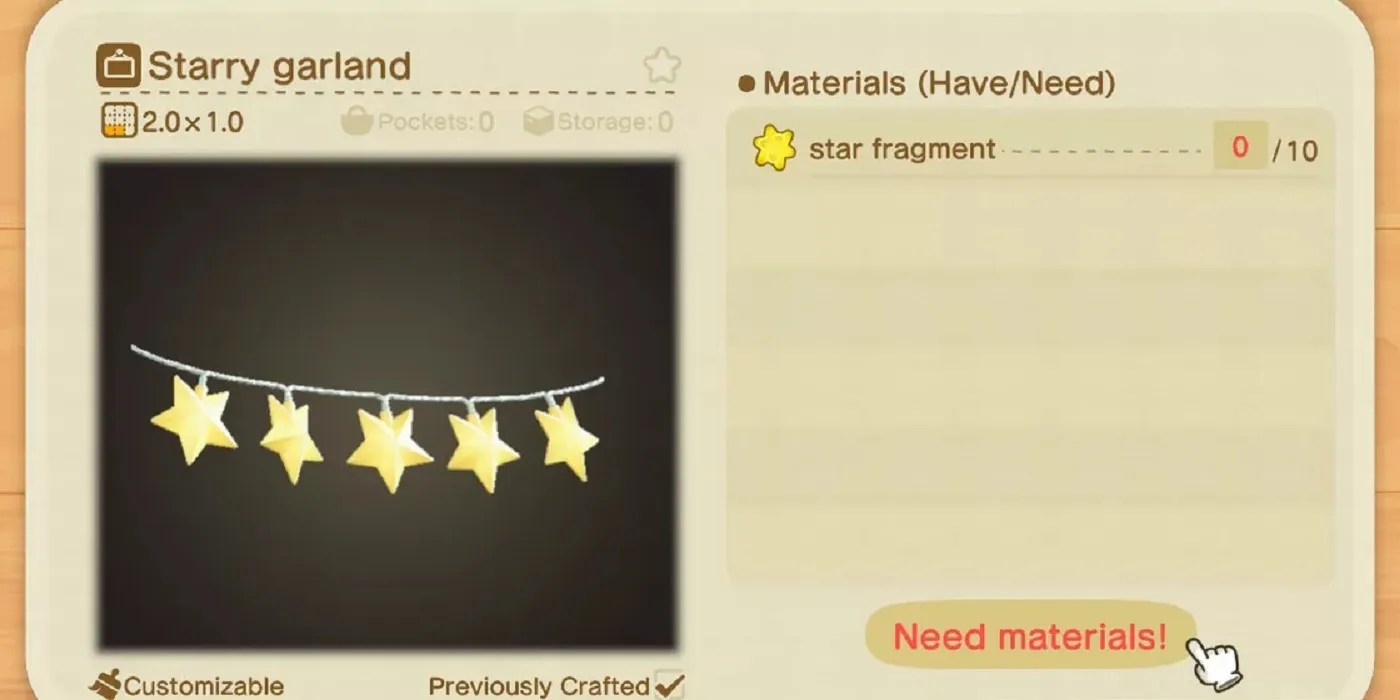 Animal Crossing All Star Fragment Recipes