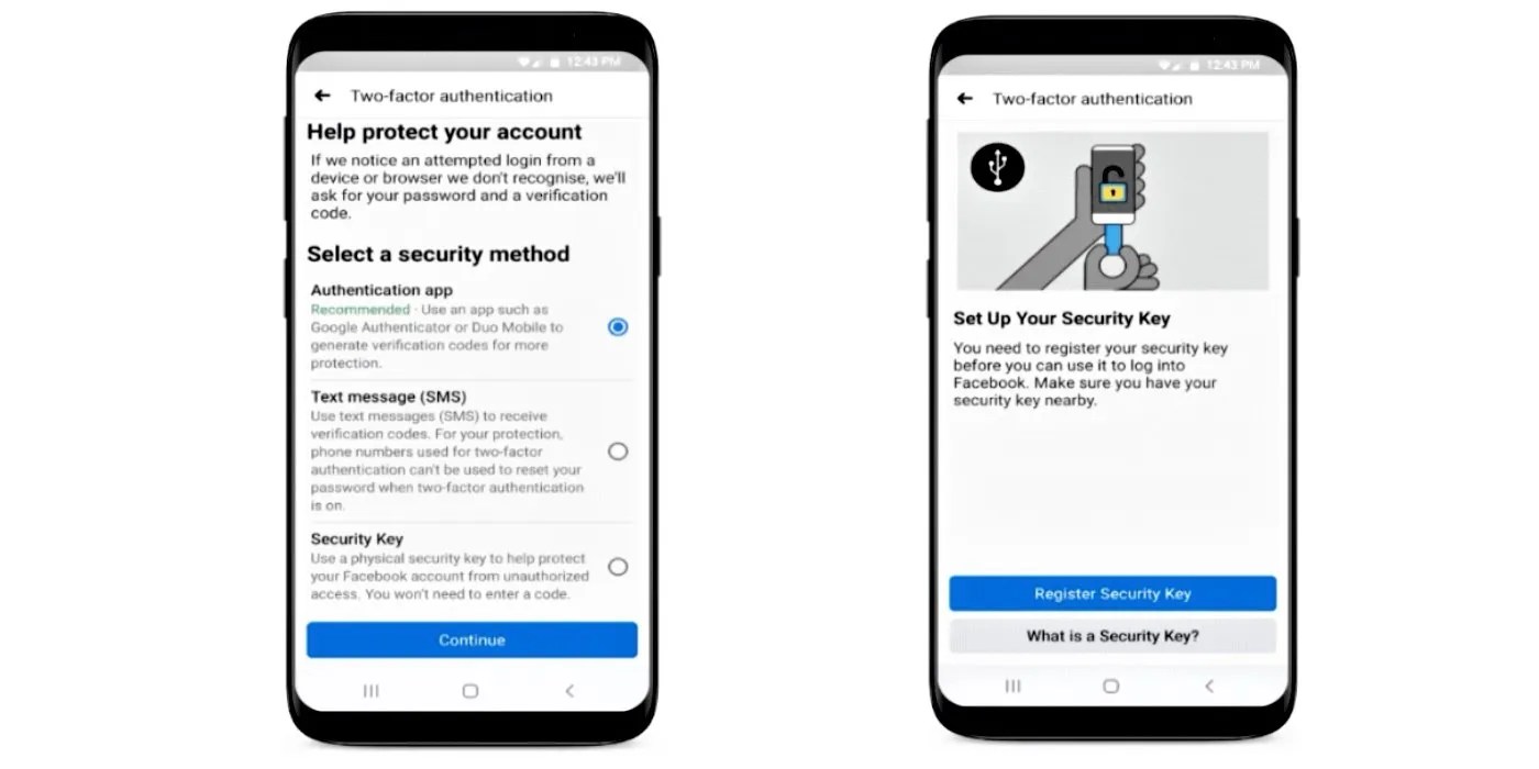 Facebook iOS & Android How To Log In With A Physical Security Key