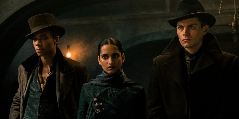 Kit Young, Amita Suman and Freddy Carter in Shadow and Bone