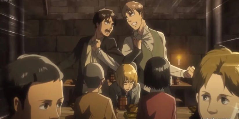 Jean and Eren fight with each other on Attack on Titan