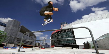 skater xl kickflip over rail