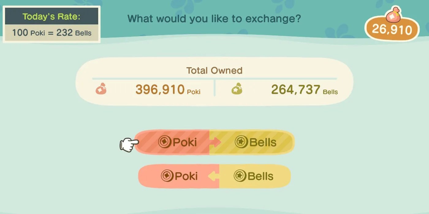ACNH How To Convert Poki To Bells