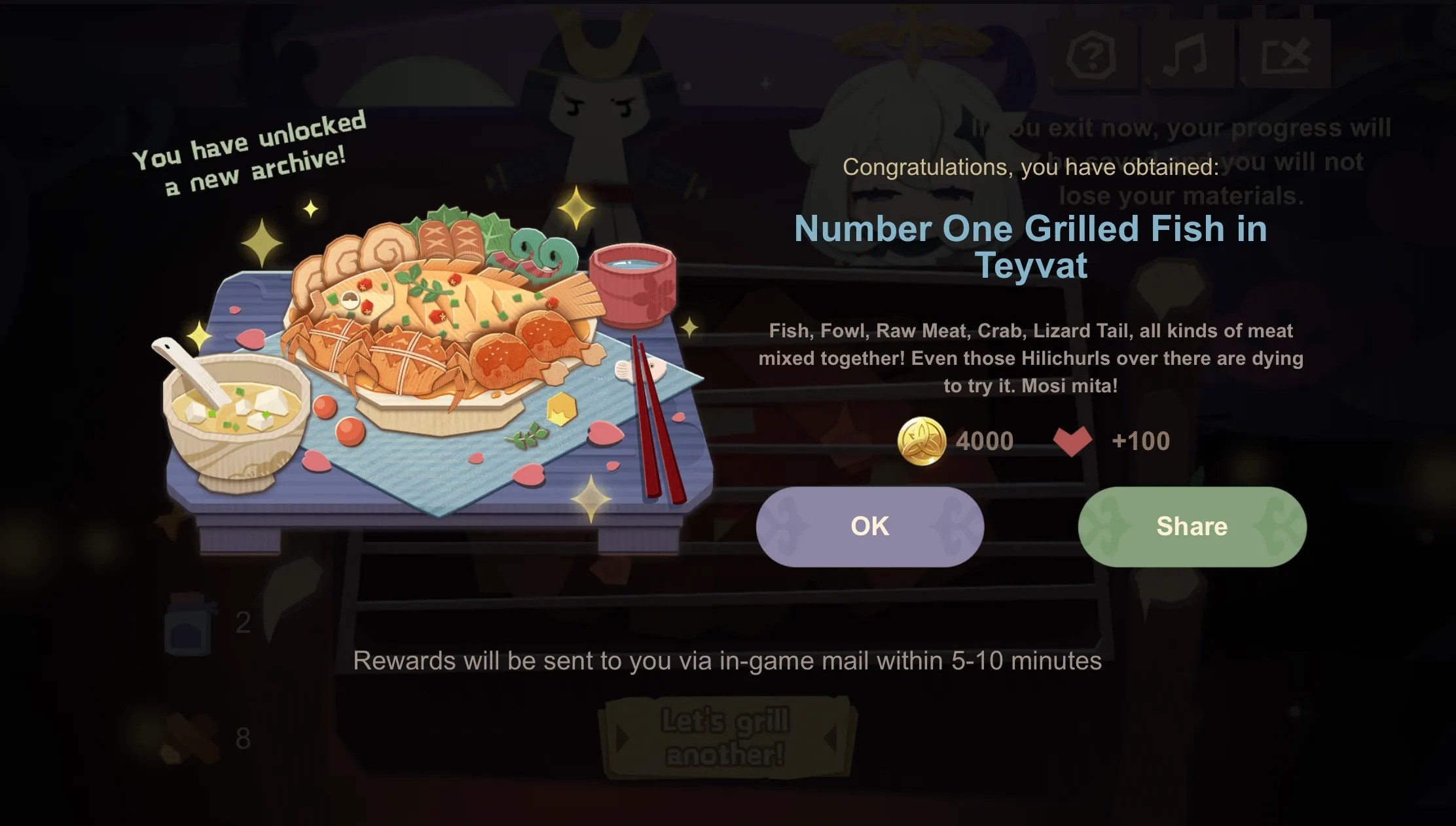 Genshin Impact How to Grill Fish (Yummy! Barbecue Under the Stars Event)