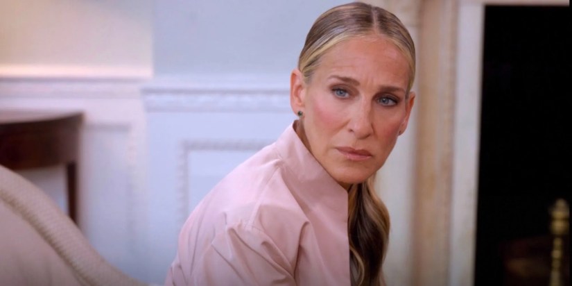 and just like that carrie looking upset