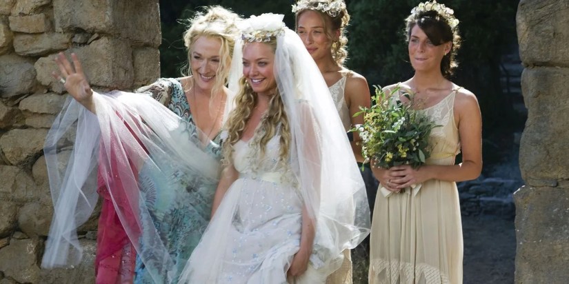 Donna and Sophie smiling during Sophie’s wedding day in Mamma Mia!