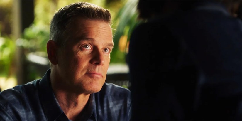 Peter Krause in 9-1-1 as Bobby Nash looking up with serious expression