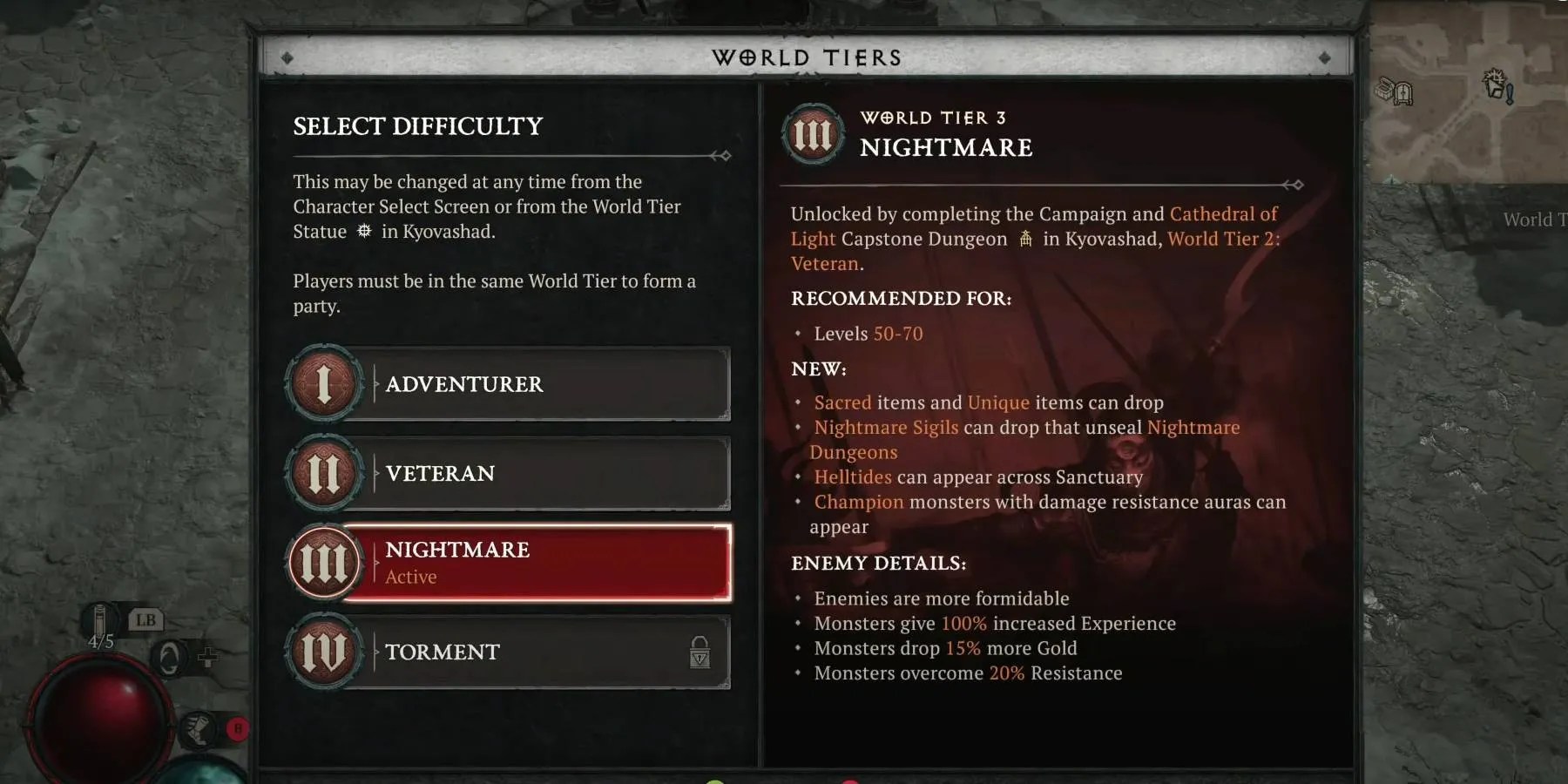 Diablo 4 How To Unlock World Tier 3 Nightmare (Higher Difficulty)