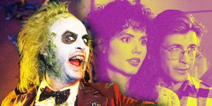 Michael Keaton&rsquo;s Beetlejuice with Barbara and Adam in Tim Burton&rsquo;s Beetlejuice (1988)