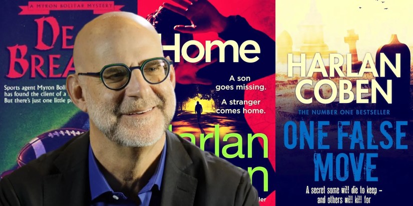 A composite image of Harlan Coben and his books