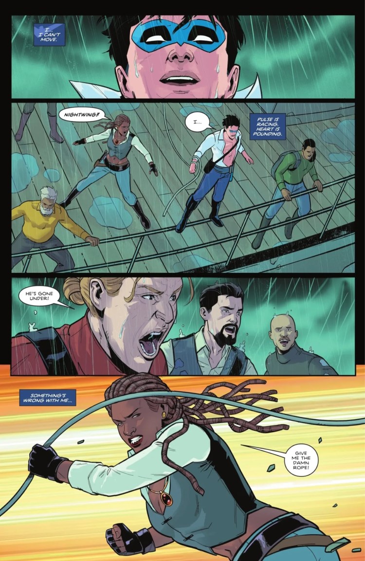 Nightwing #107, Dick Grayson is unable to move at a pivotal moment