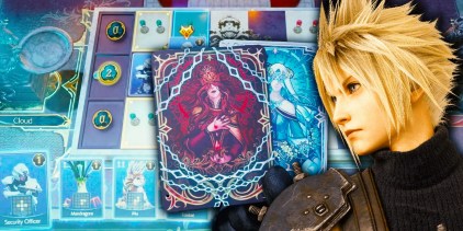 Cloud with Queens Blood card game from Final Fantasy VII Rebirth