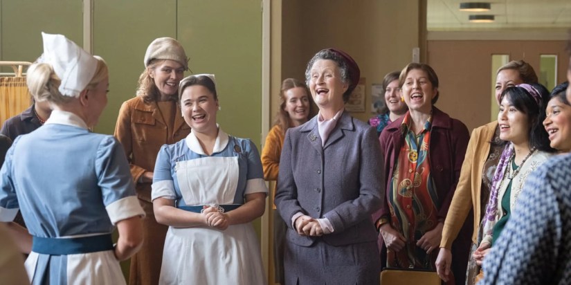 Several nurses and patients laughing in Call the Midwife