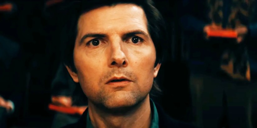Adam Scott looking surprised as Mark in Severance