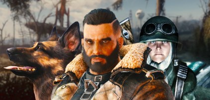 Arthur Maxson from Fallout 4, with MacCready from Fallout 3 and Dogmeat