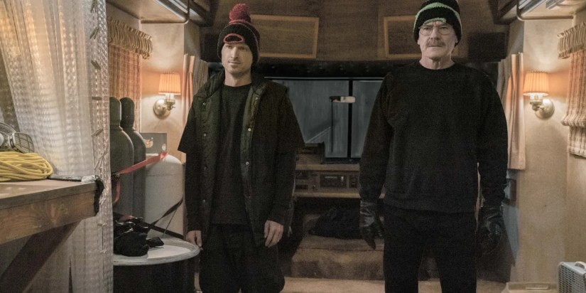 Aaron Paul as Jesse Pinkman and Bryan Cranston as Walter White in the finale of Better Call Saul
