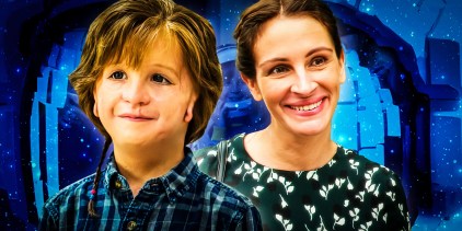 Auggie and Isabel smiling in Wonder