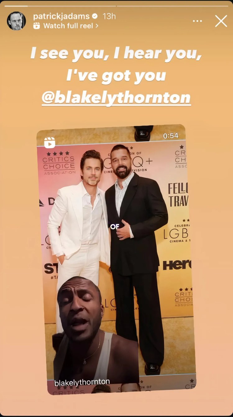 Patrick J. Adams' Instagram Story about a Suits and White Collar crossover