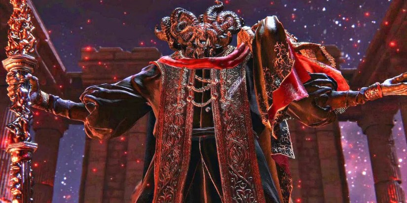 Mohg with his arms displayed in Elden Ring