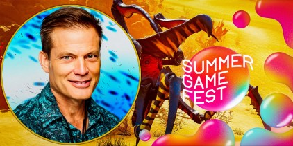 Actor Casper Van Dien on the left and a bug monster on the right, with the SGF logo in the right corner.
