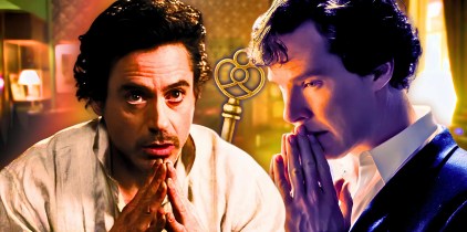 Robert Downey Jr and Benedict Cumberbatch as Sherlock