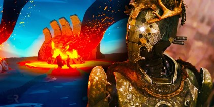 Collage of Twilight of the Gods scene and the robot Jimmy (Anthony Hopkins) from Rebel Moon