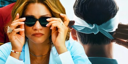 Zendaya in Challengers next to promo for Roger Federer documentary