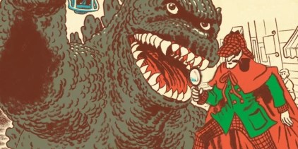 Godzilla (left) and Sherlock Holmes (right.)