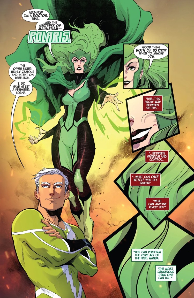 Scarlet Witch #1, Quicksilver is joined by his sister Polaris to confront the Griever.