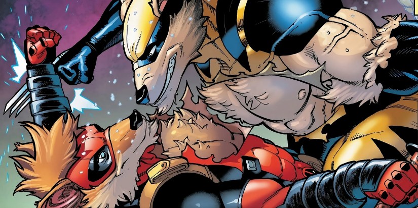 Deadpool and Wolverine fight in new anthropomorphic animal forms.