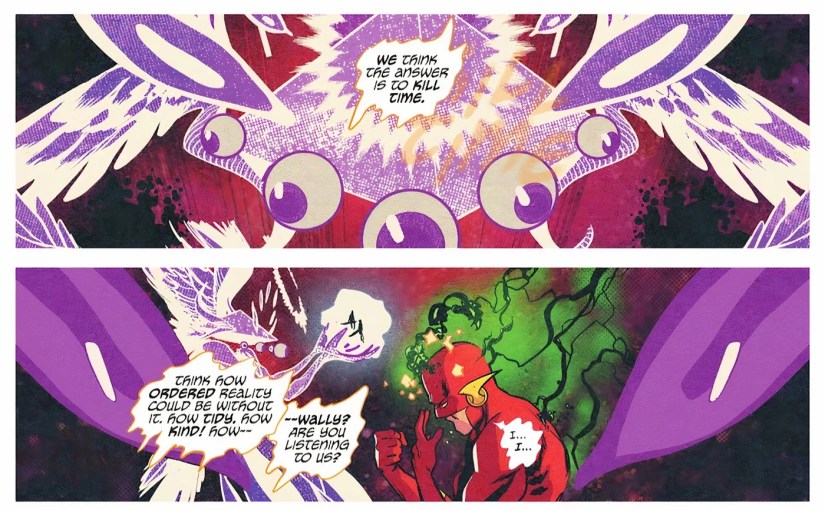 Comic panels: The Arc Angles tell Wally to kill time