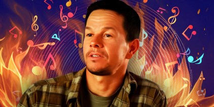Mark Wahlberg from The Union in Front of Music Notes