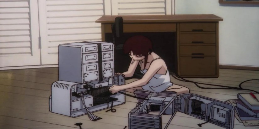 Lain working on a Computer