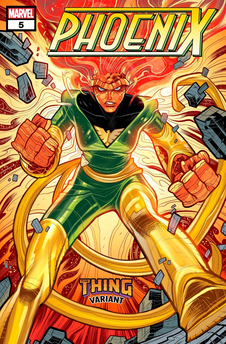 Phoenix #5 The Thing! Variant Cover by Elizabeth Torque featuring fiery and rocky Jean Grey/Ben Grimm hybrid