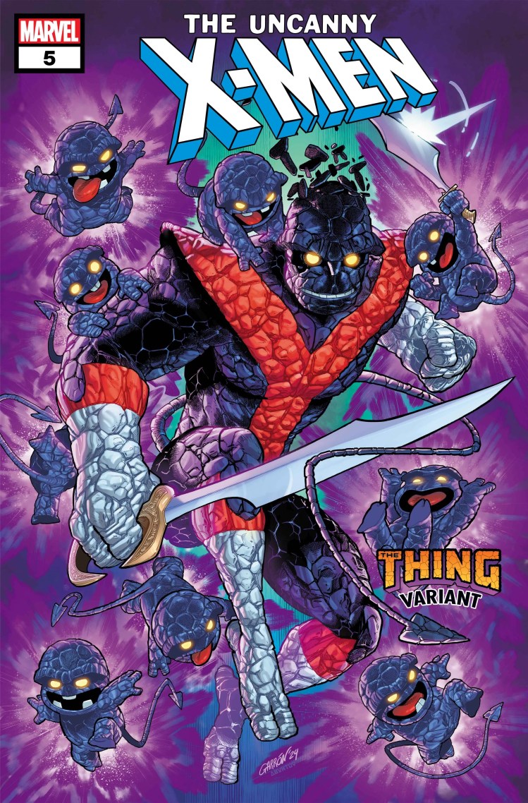 Javier Garrón&rsquo;s Uncanny X-Men (2024) #5 The Thing! Variant Cover featuring a Nightcrawler/Thing hybrid bamf&rsquo;ing