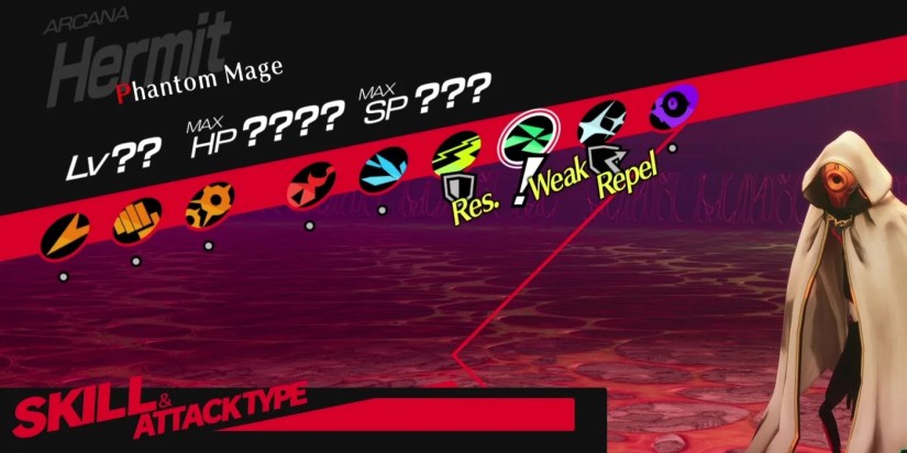 Gameplay showing the Phantom Mage weakness to Wind damage &amp; its resistances in Persona 3 Reload Episode Aigis: The Answer