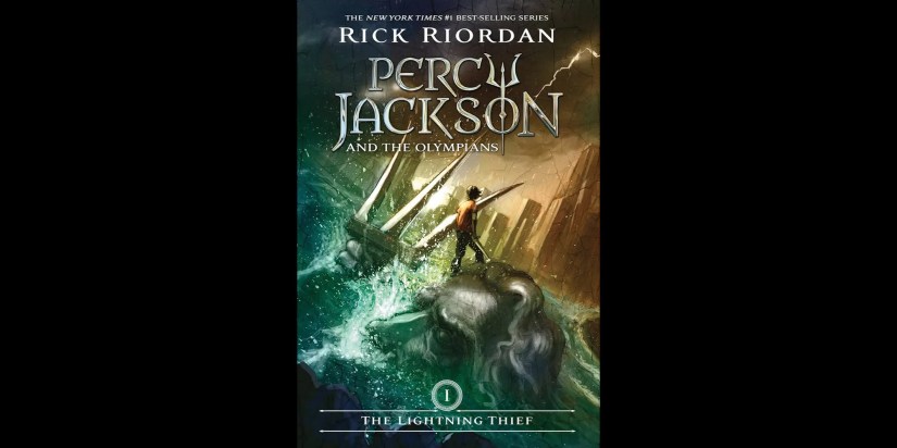 The book cover of The Lightning Thief from the Percy Jackson &amp; The Olympians books by Rick Riordan.