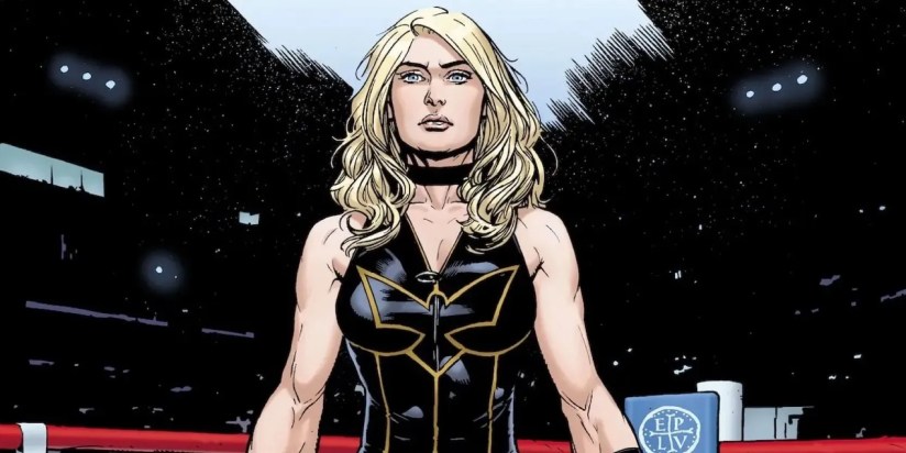 Comic book art: Black Canary in the boxing ring.