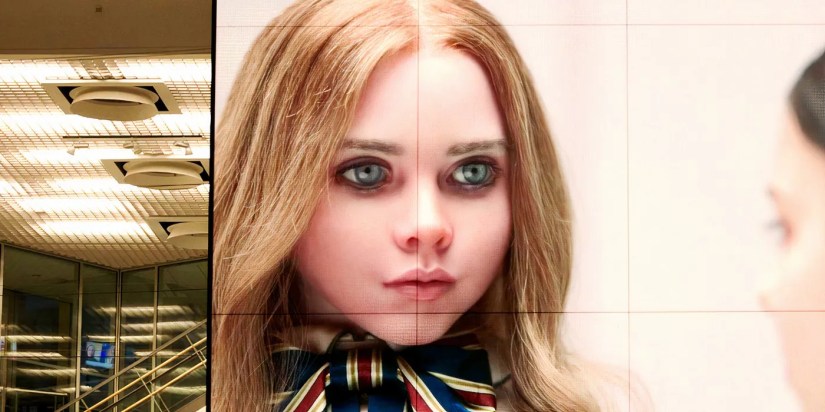 M3GAN projected on a screen in M3GAN