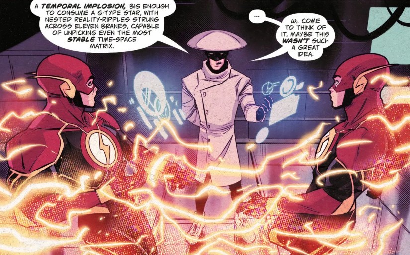 The Flash #15, Wally West duplicates himself into two Flashes.