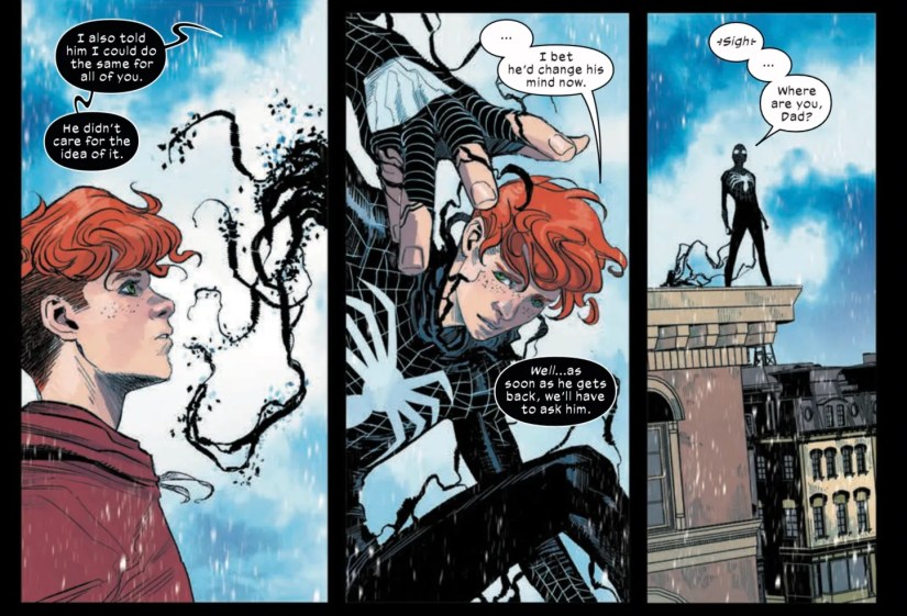 Ultimate Spider-Man #13 by Hickman and Checchetto - Richard assumes the mantle of Spider-Man while looking for his dad