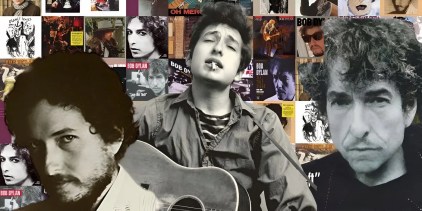 Bob Dylan as seen on the covers of the albums New Morning,