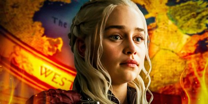 Daenerys Targaryen and a map of Westeros