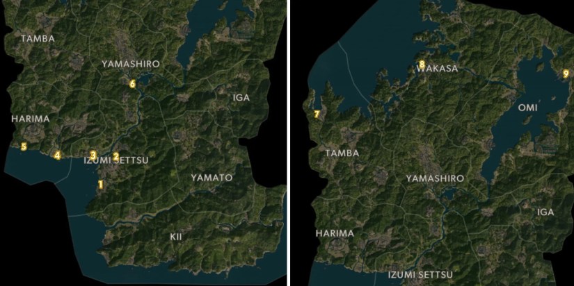 The Port Trader locations for Assassin’s Creed Shadows is being displayed on the map.