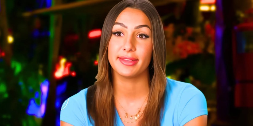 Below Deck Solene Favreau in close up still image during an interview