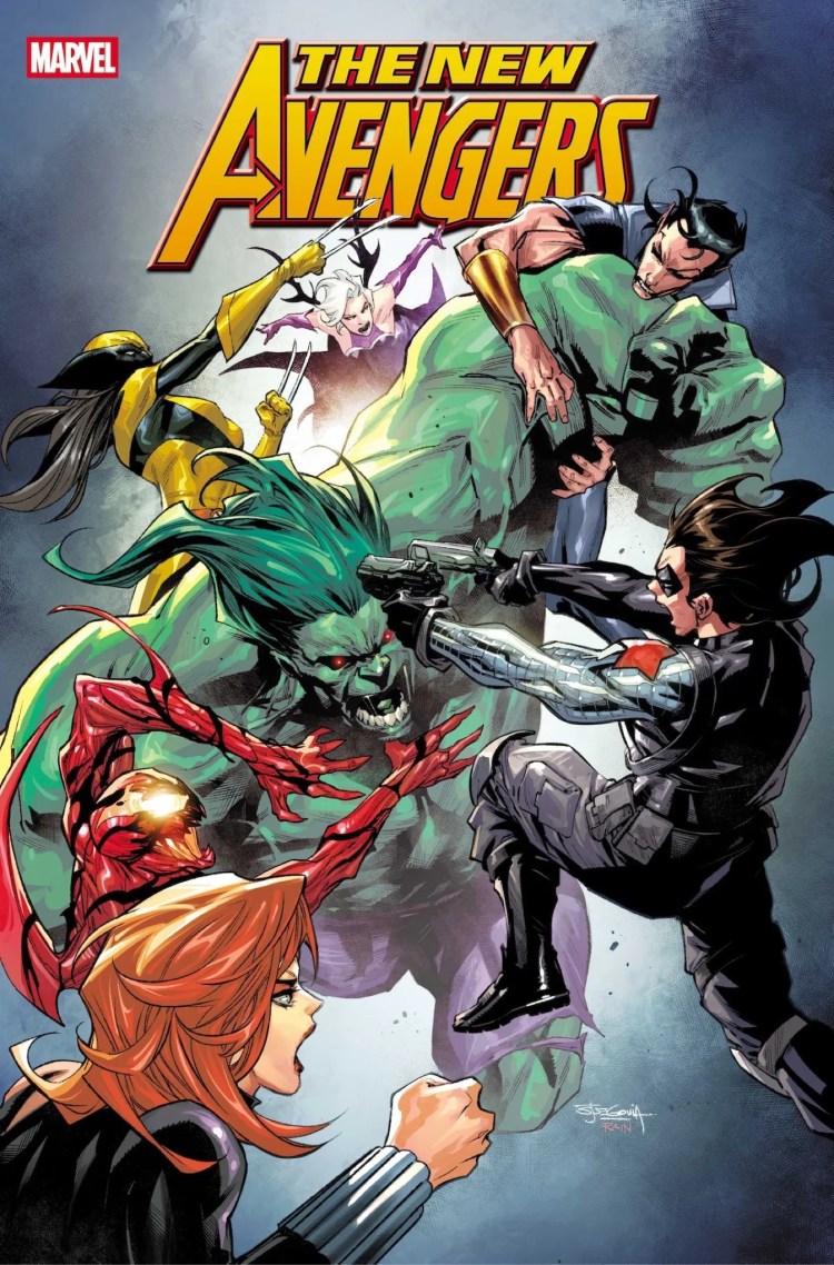 The entire team takes on Hulk in New Avengers #3 cover by Stephen Segovia