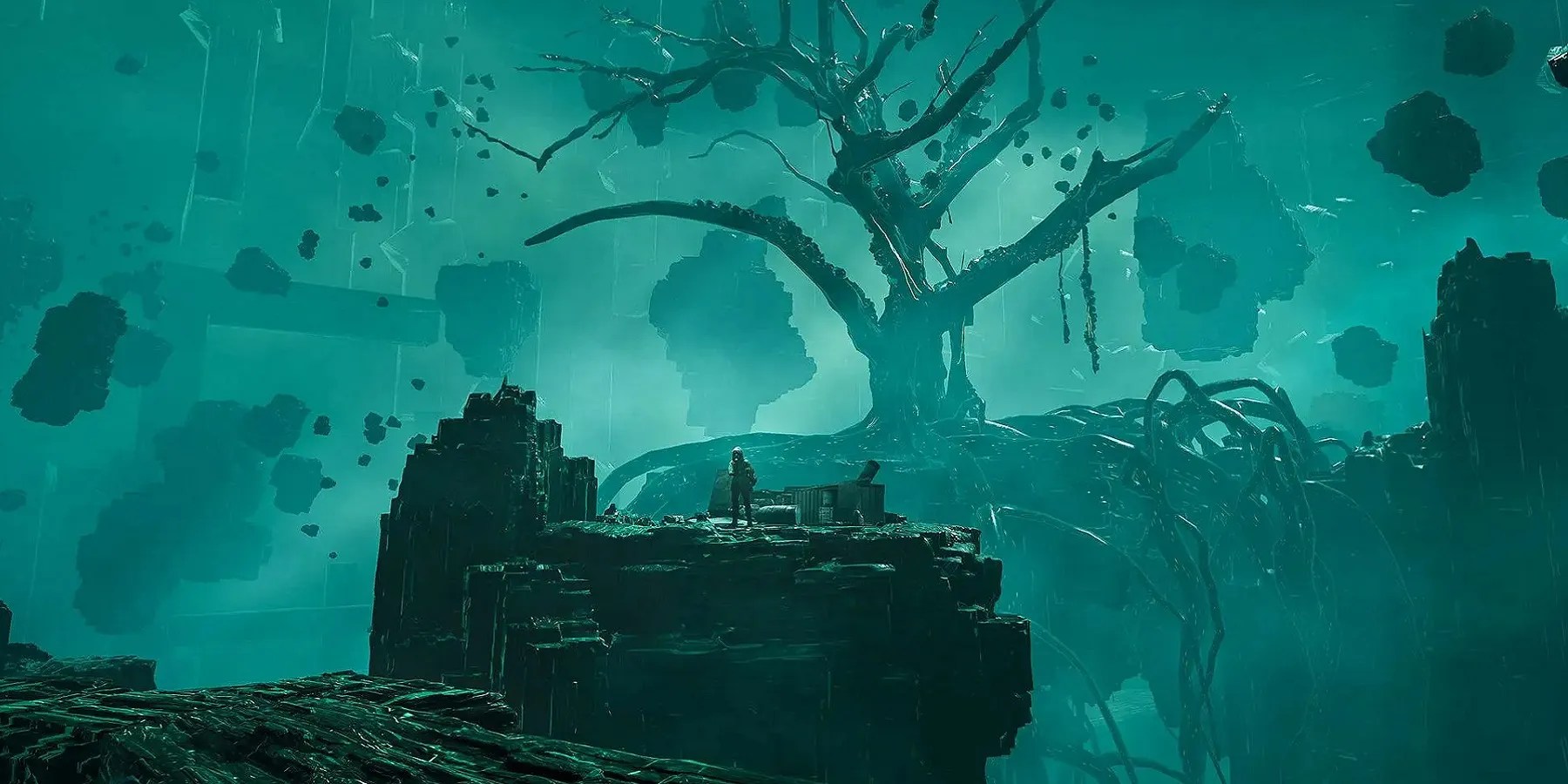 Floating landscapes from Chernobylite