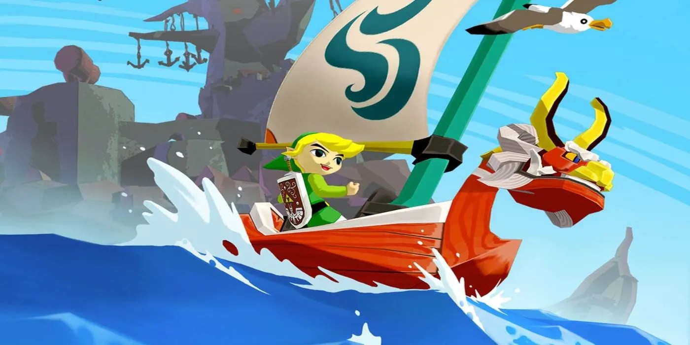 Link sailing the seas on his ship
