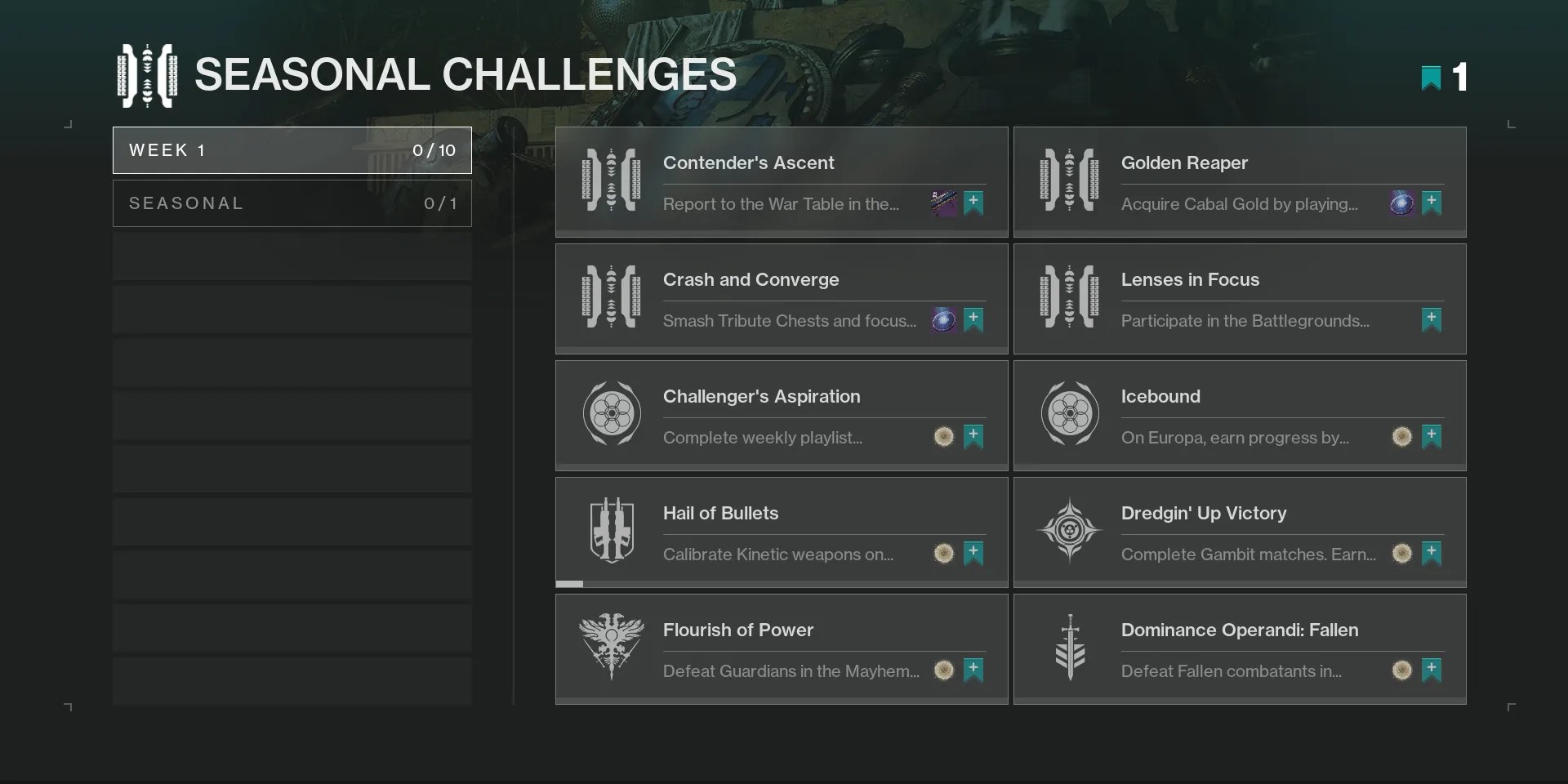Destiny 2 Season Of The Chosen All Week 1 Seasonal Challenges