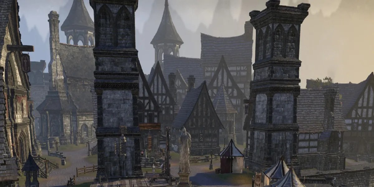 Player looking at Wayrest in Daggerfall